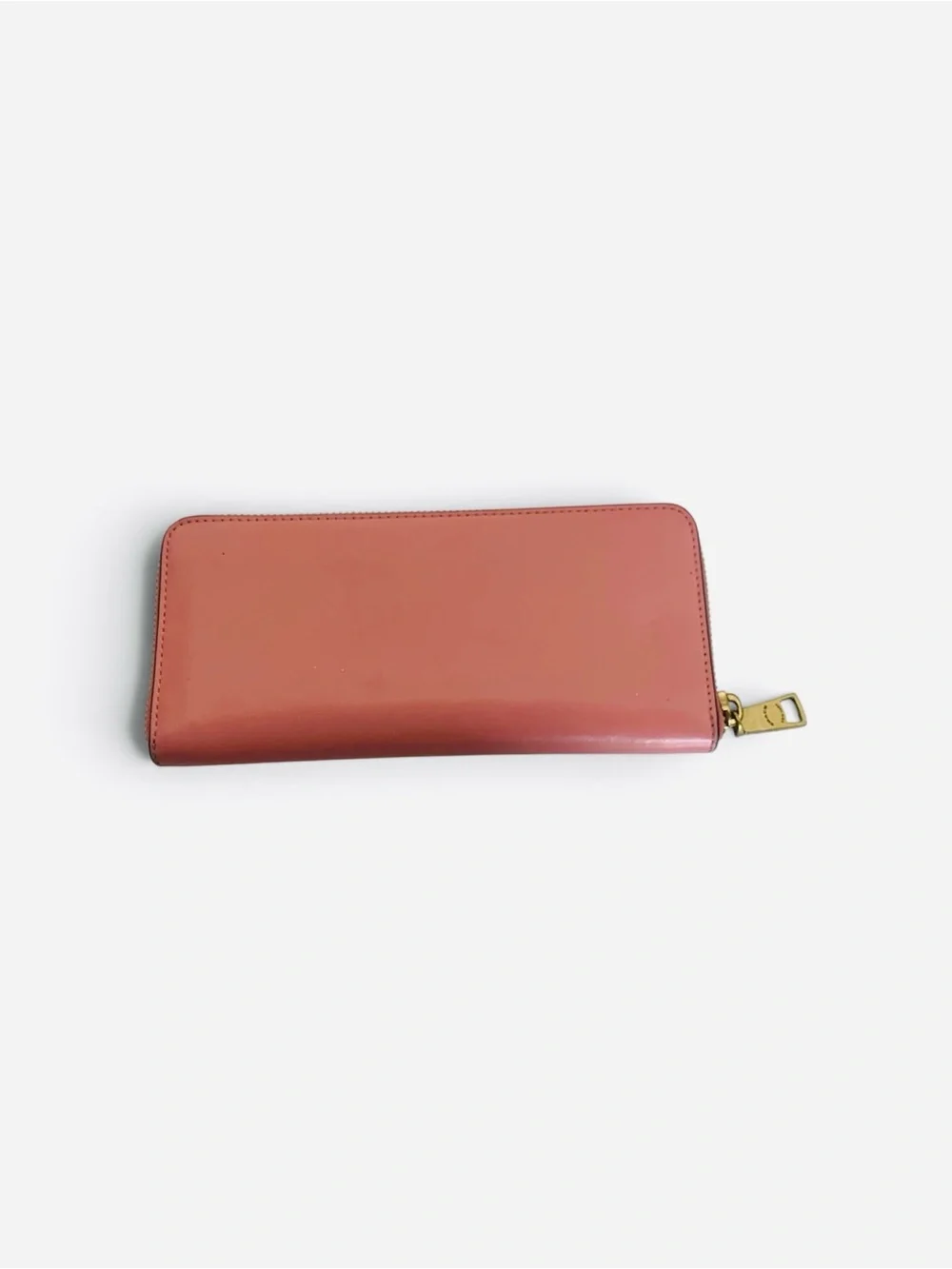 Coach Rose-Pink Zip Around Leather Wallet with Gold Hardware